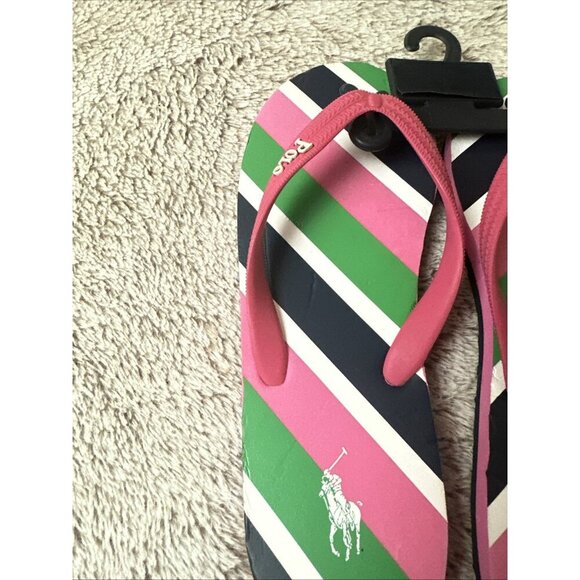 Polo Ralph Lauren Junior Flip Flops Pink Size 7 Sandal. - Picture 5 of 16